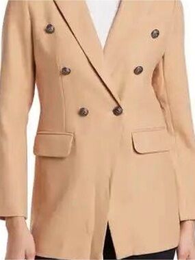 Women's Double-Breasted Beige Blazer Jacket